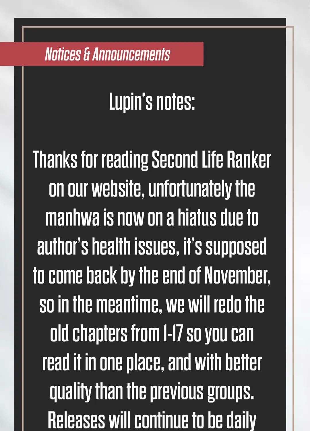 Read Ranker Who Lives A Second Time EN Manga Online
